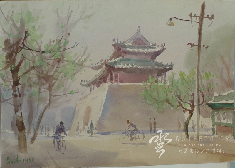 靳涛 《曲阜鼓楼》 52*36cm 1980年